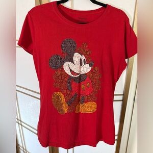 Women’s Disneyland Organic Cotton VIBRANT Red SS Tee - XL! PEACE sign